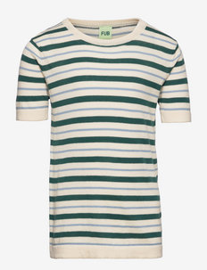 Striped T-shirt - t-shirts à manches courtes - ecru/deep green