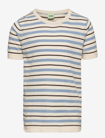 Striped T-shirt - stutterma bolir - ecru/cloudy blue