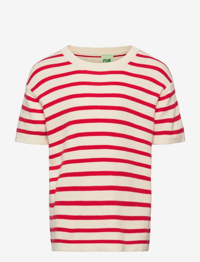 Oversized T-shirt - korte mouwen - ecru/bright red