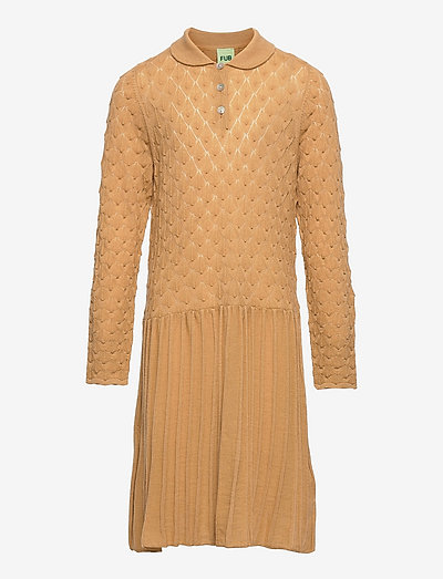 Pointelle Dress - long-sleeved casual dresses - honey