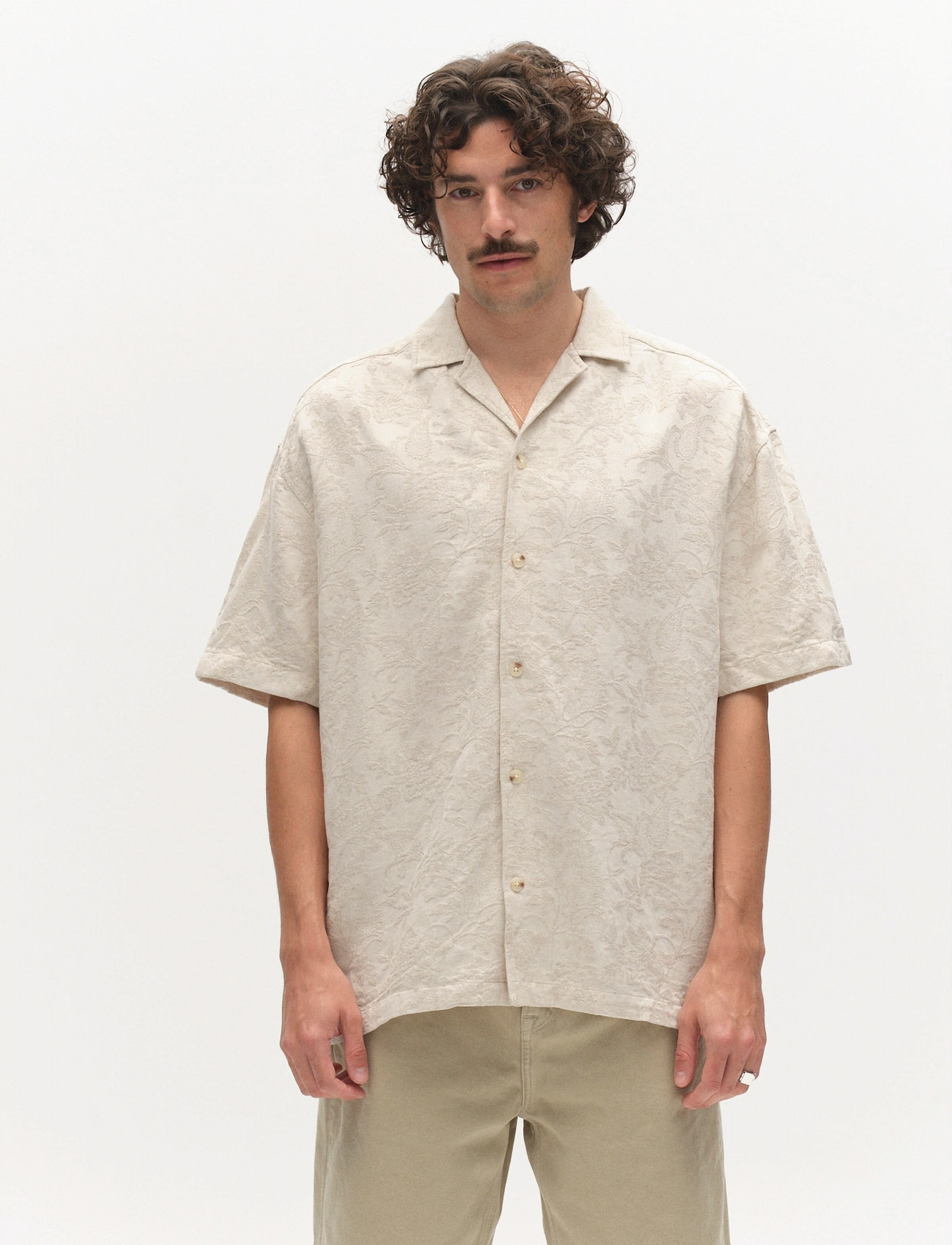 Gabba Gabjens Over Resort Soft Ss Shirt, L, Cream, Skjorter > Kortærmede Shirts, Herre