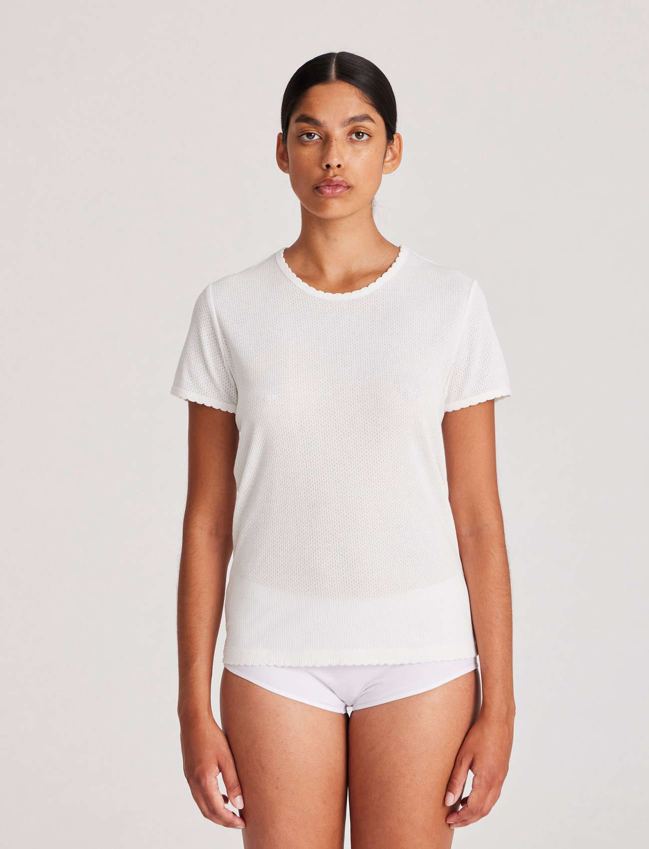 Gai+Lisva Chrisstine Short Sleeve Cotton Top, XS, White, T-Shirts & Toppe > Kortærmede, Dame
