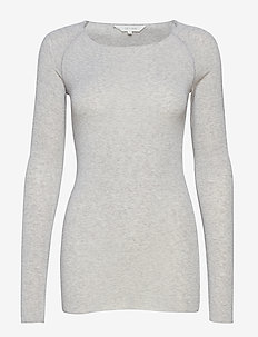 Amalie L/S Wool Top - langarmshirts - light grey melange