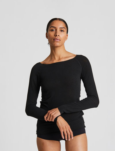 Amalie L/S Wool Top - longsleeved tops - black