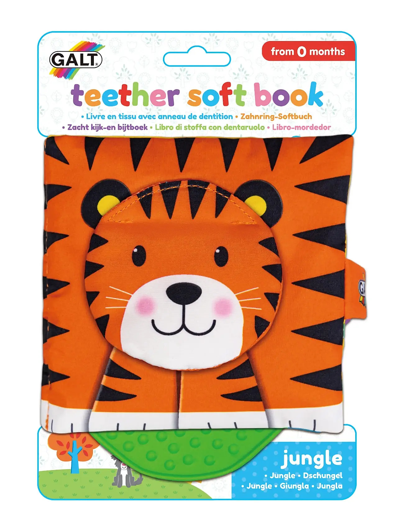 Galt Teether Soft Book Jungle, One Size, Multi/patterned, Soft Legetøj > Stuffed Legetøj, Børn