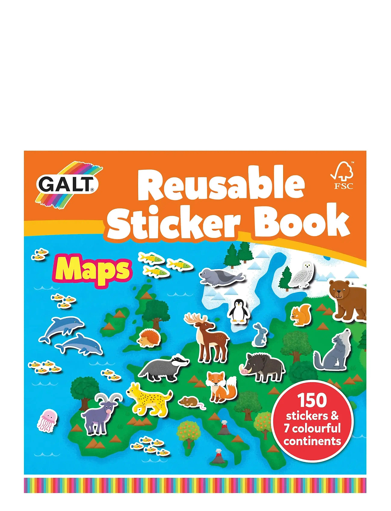 Galt Reusable Sticker Book Maps, One Size, Multi/patterned, Tegning & Håndværk > Håndværk, Børn