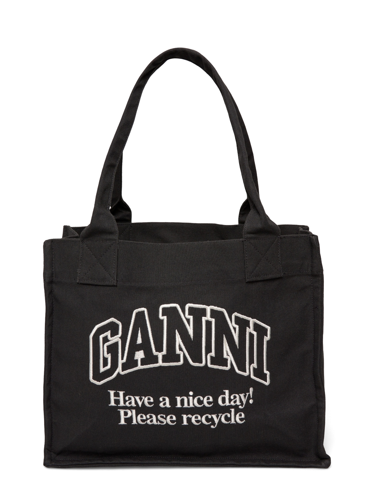 GANNI Large Canvas Tote Bag, One Size, Black, Tasker > Totes, Dame