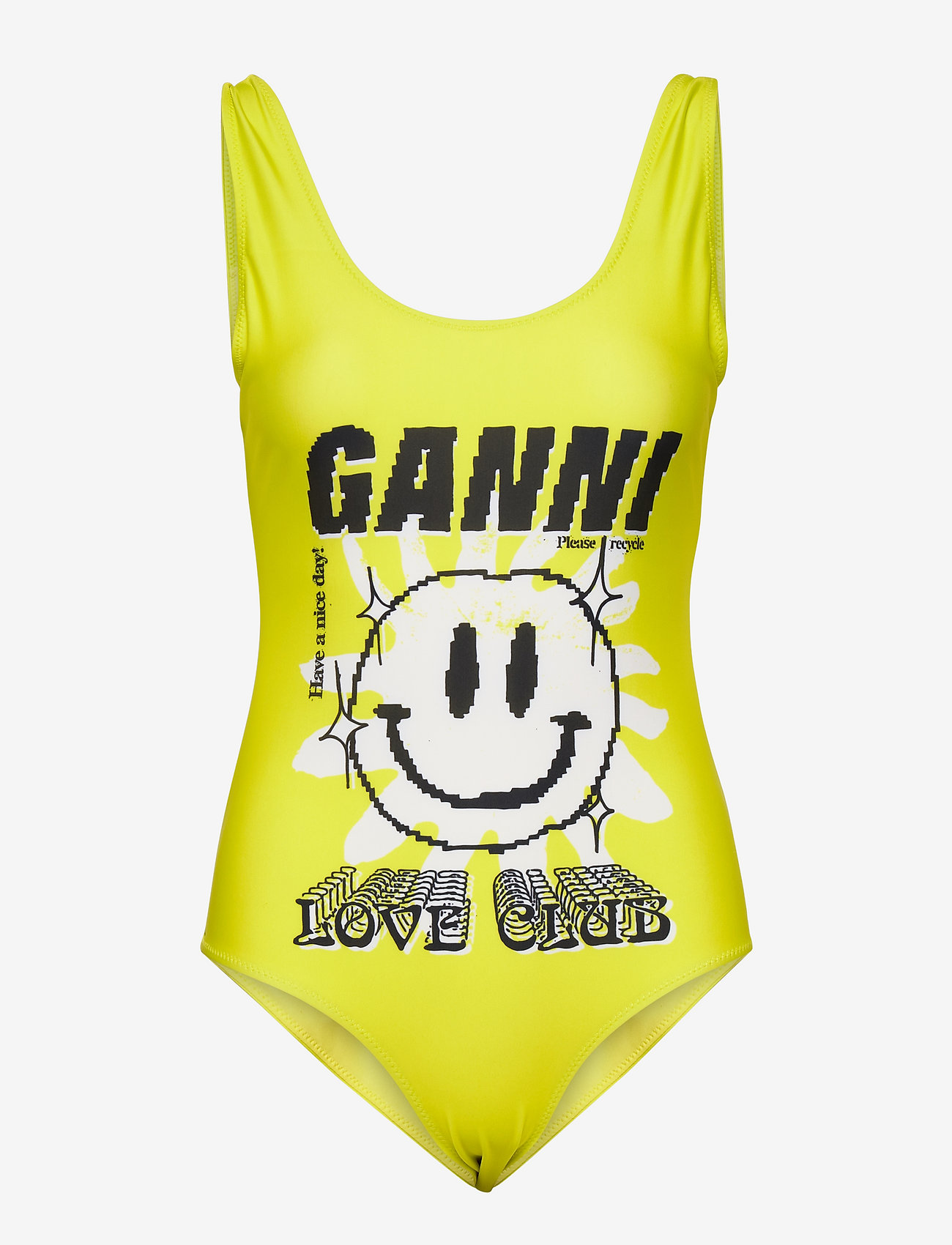 Ganni - Graphic Twisted Strap Swimsuit - badedragter - blazing yellow - 0