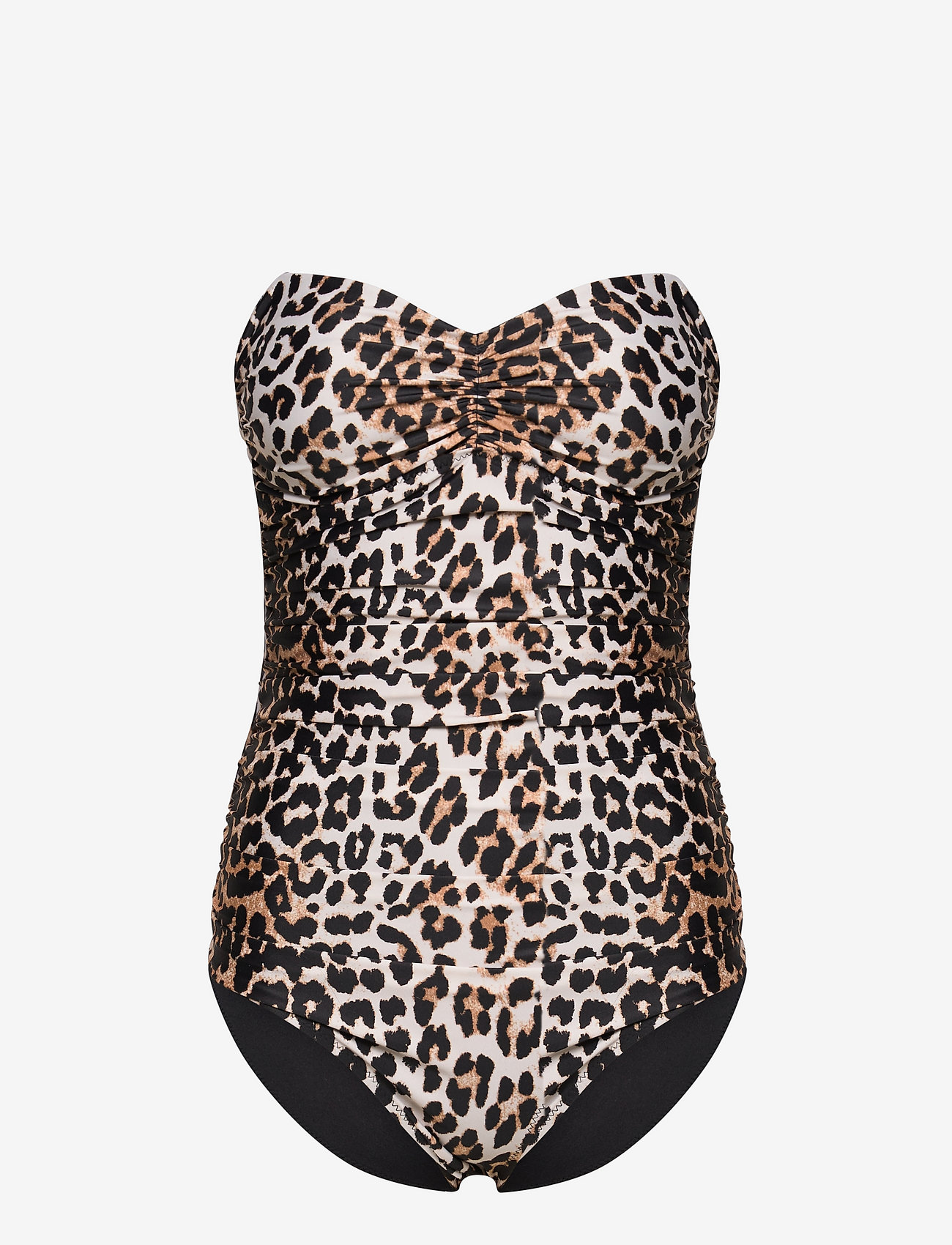 Ganni - Recycled Core Printed Gathered Swimsuit - leopard - 2