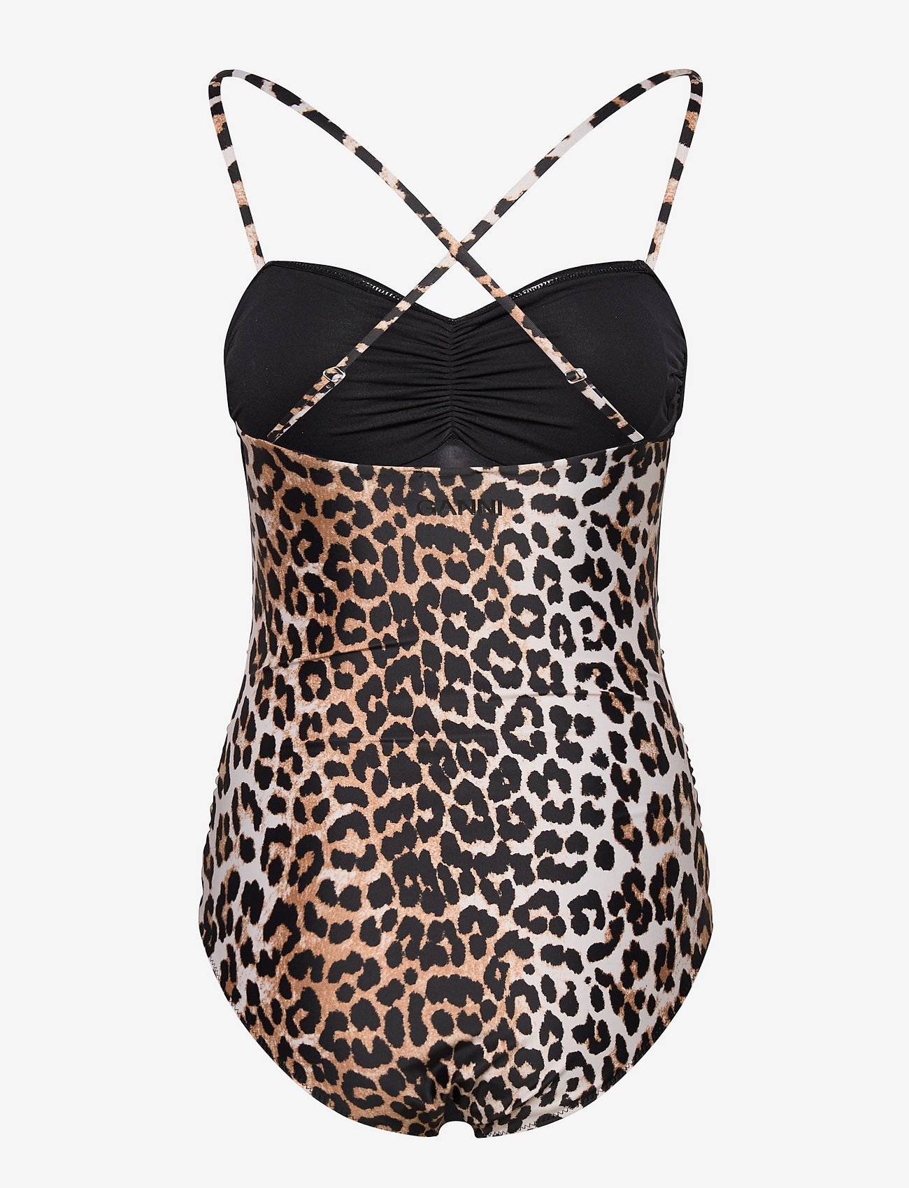 Ganni - Recycled Core Printed Gathered Swimsuit - leopard - 3