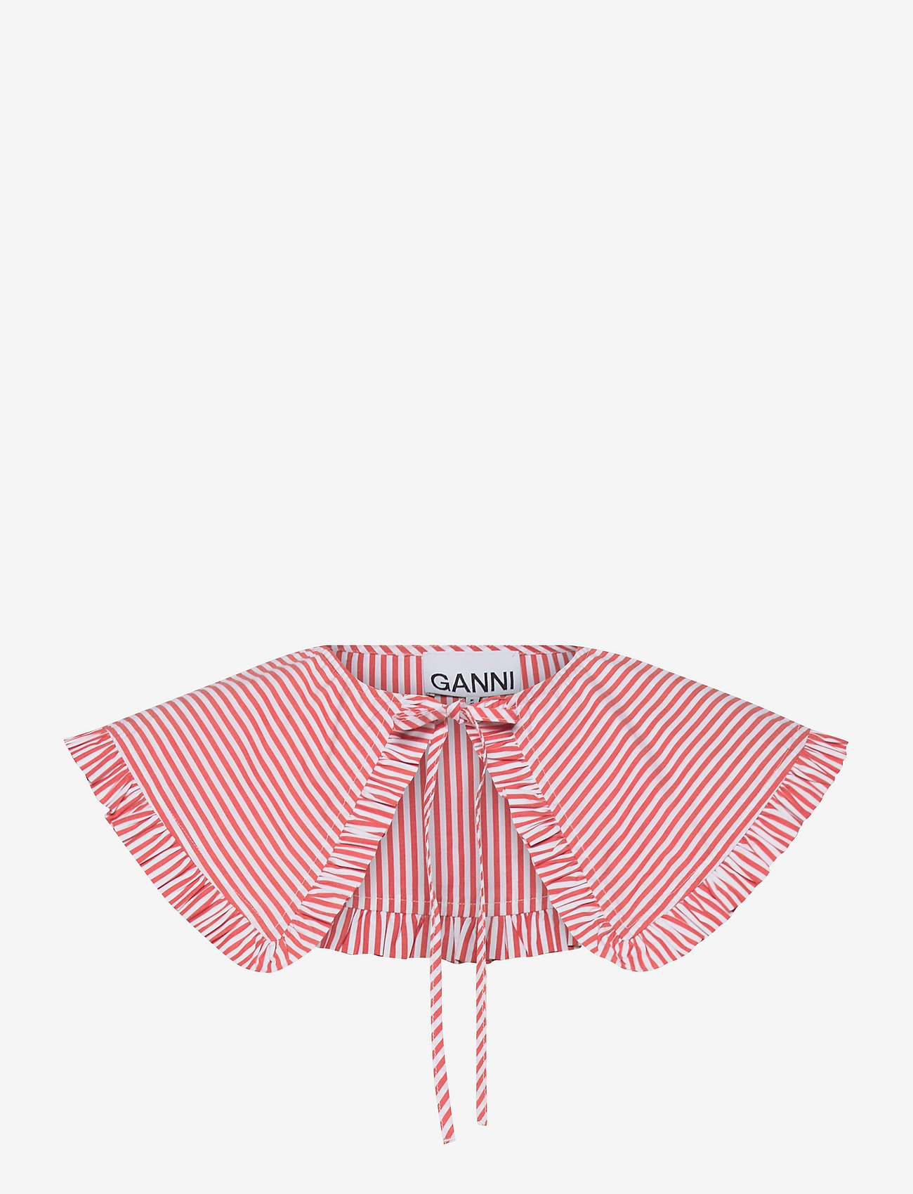 Ganni - Stripe Cotton Frill Collar - accessories - thin stripe orangedotcom - 0