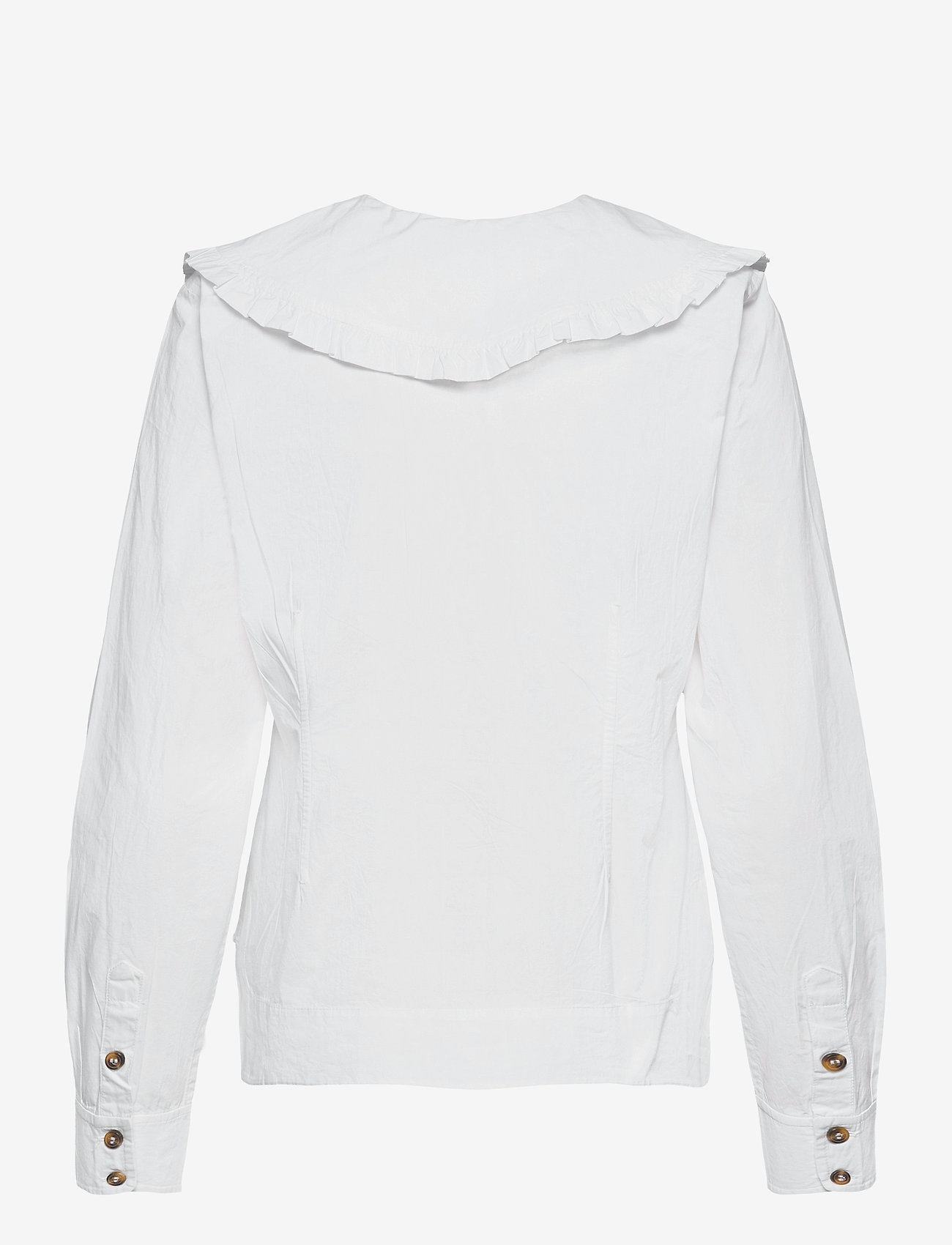 Ganni - V-Neck Shirt - langærmede bluser - bright white - 1