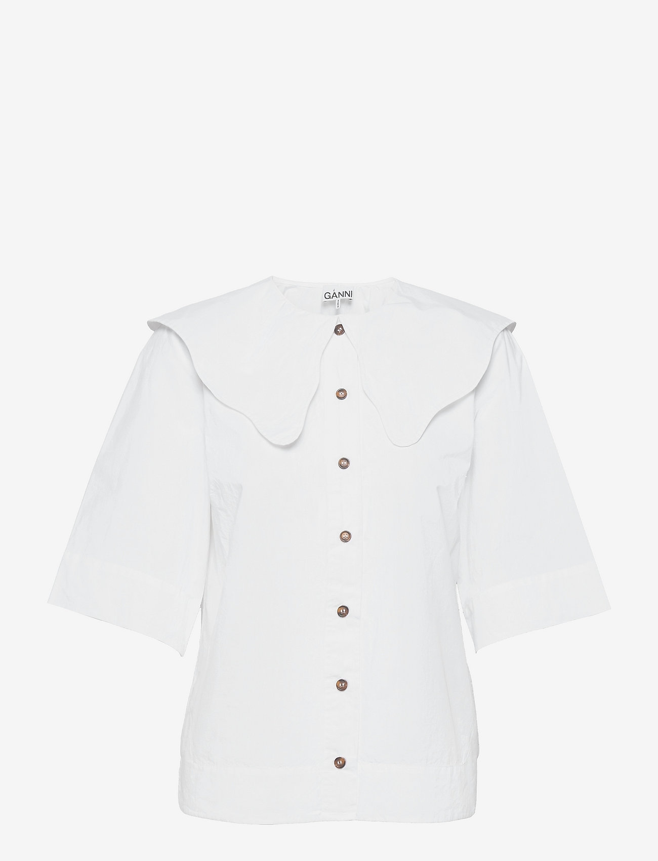 Ganni - Cotton Poplin - denimskjorter - bright white - 0