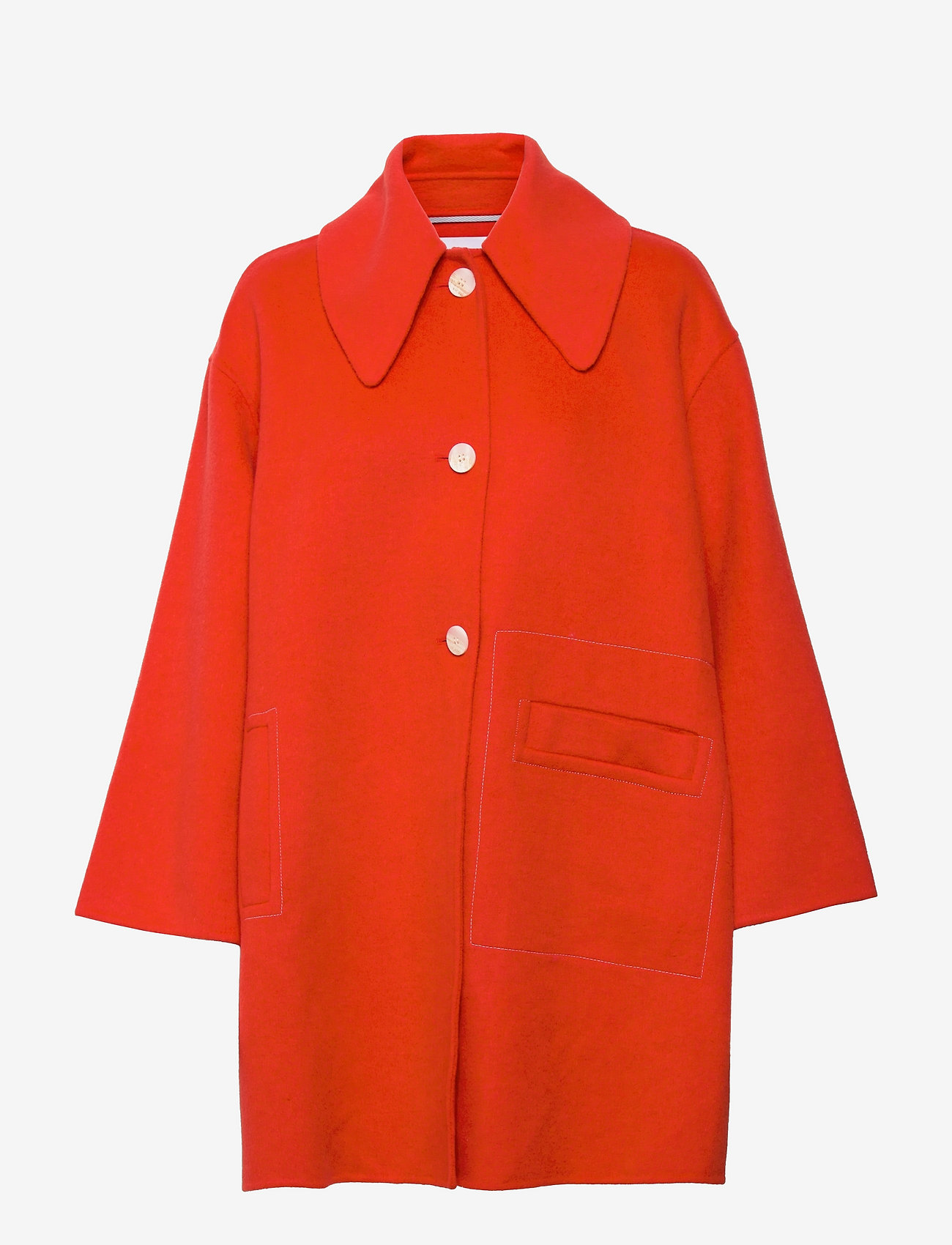 Ganni - Wool Wide Collar Coat - uldfrakker - orangedotcom - 0