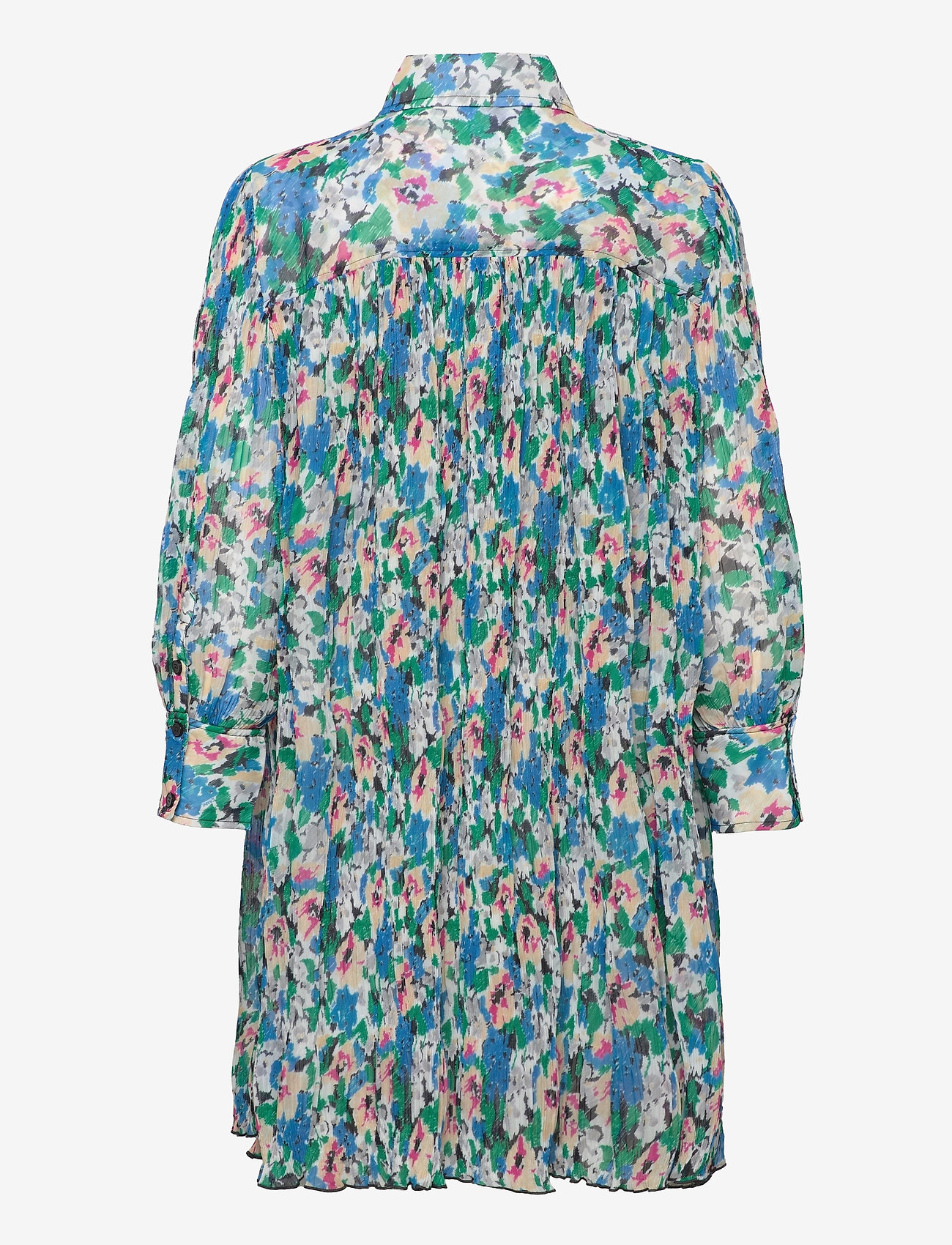 Ganni Pleated Georgette Wide Mini Shirt 