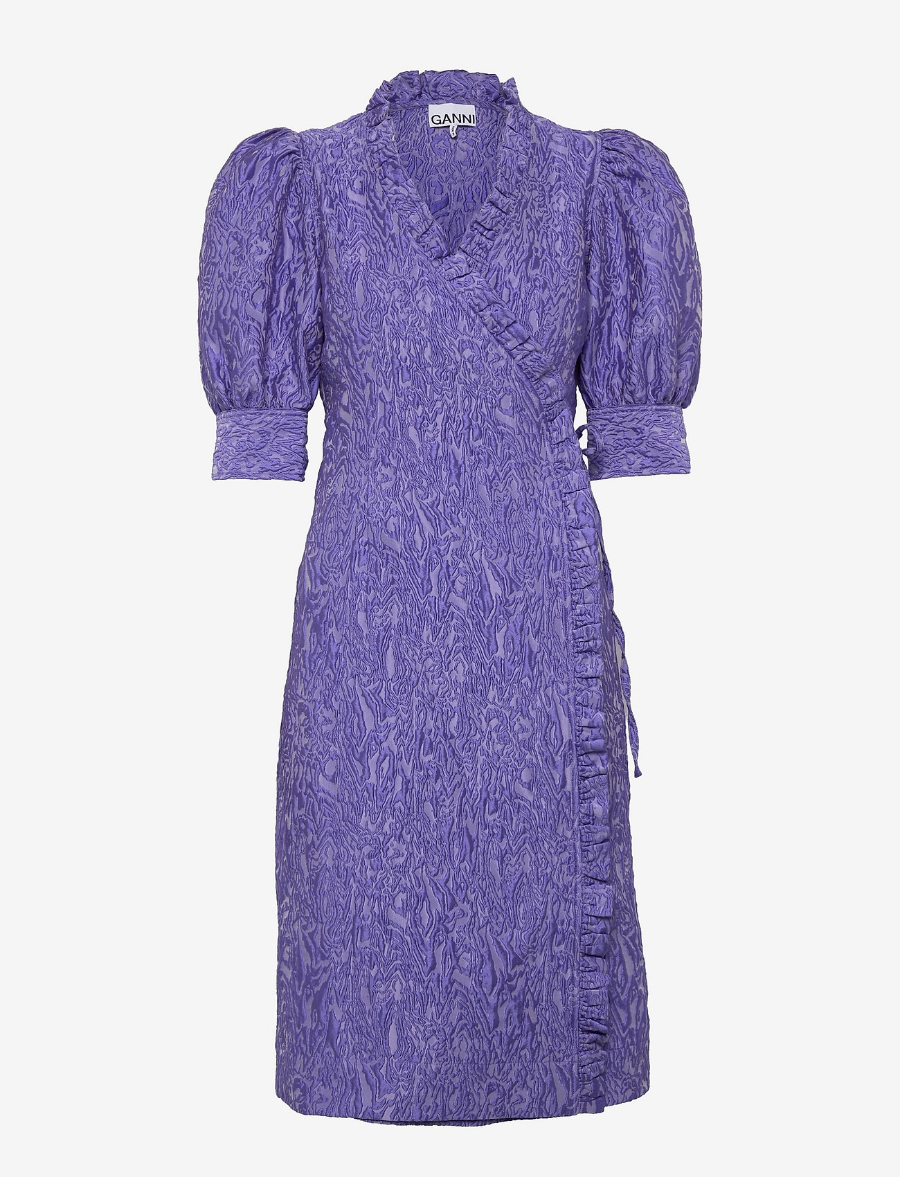 Ganni 3d Jacquard Wrap Ruffle Dress - Midi kjoler | Boozt.com
