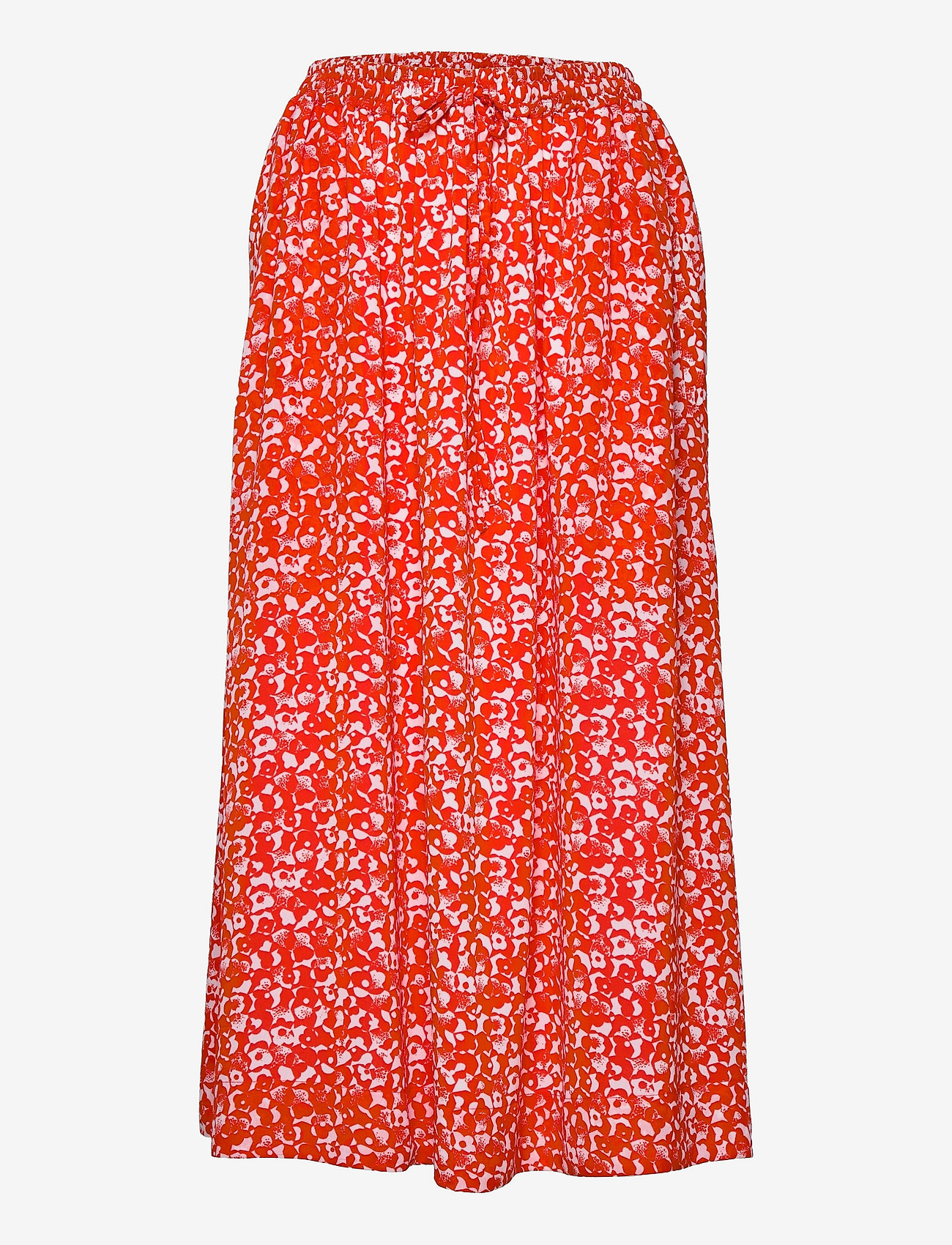 Ganni - Printed Light Crepe Elasticated Maxi Skirt - midi nederdele - mini floral orangedotcom - 0