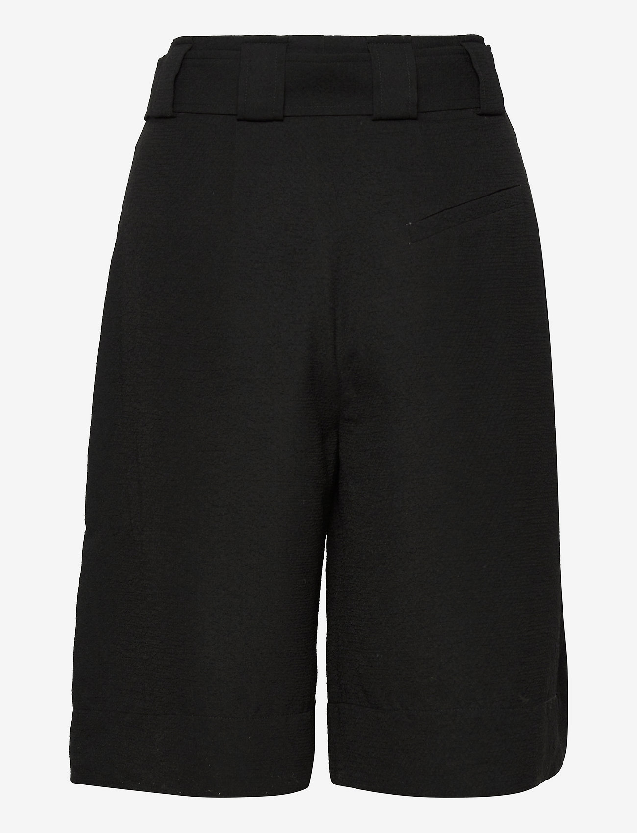 Ganni - Drapey Structure Belt Wide Shorts - casual shorts - black - 1