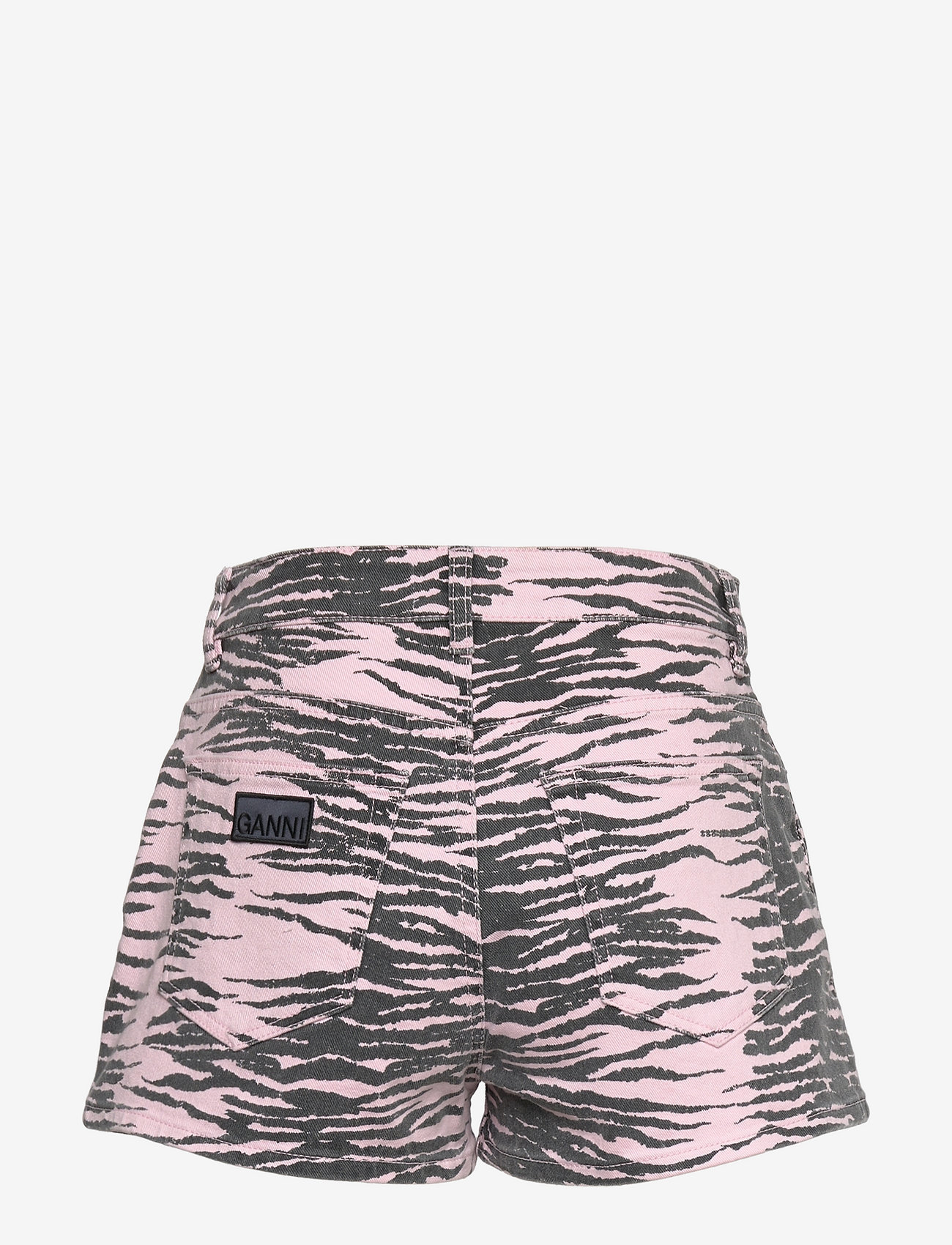 Ganni - Print Denim High Waisted Hotpants - denimshorts - tiger stripe light lilac - 1
