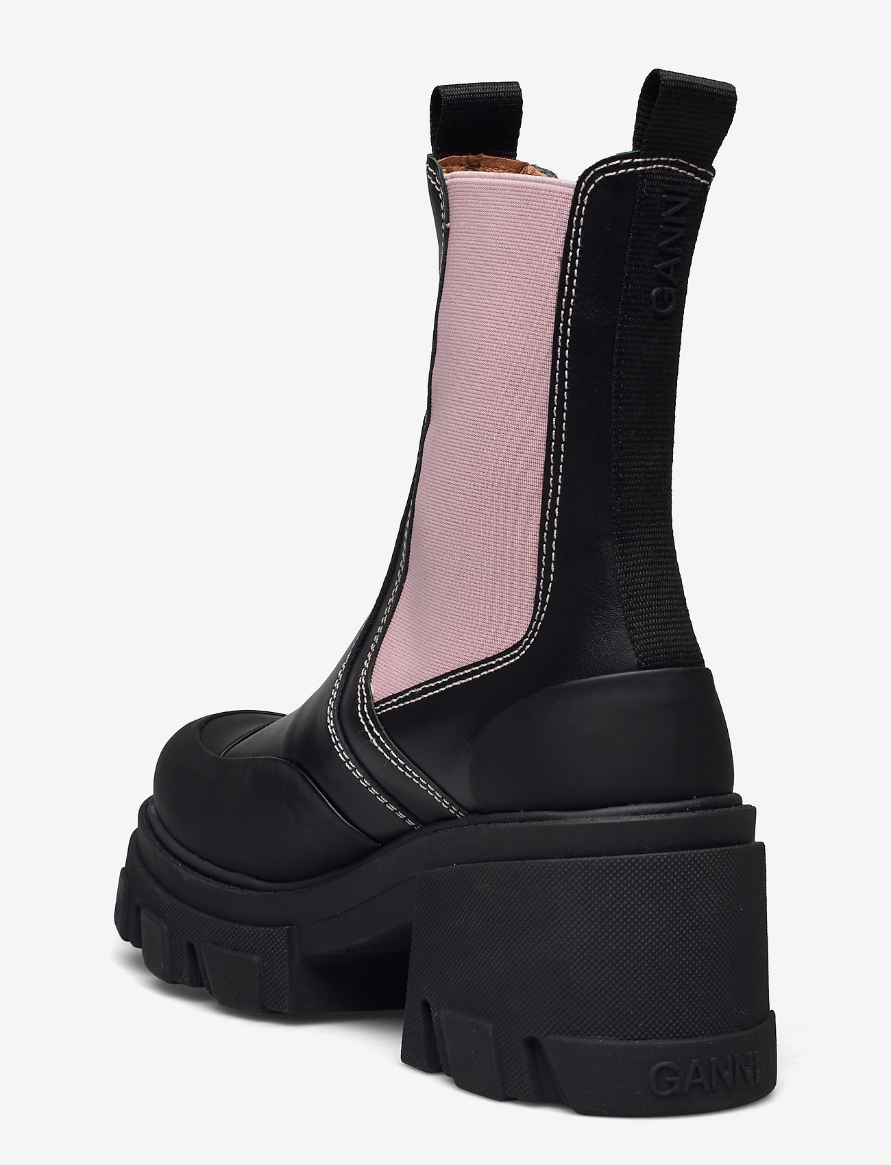 Ganni - Chunky Heel Chelsea Boot - chelsea støvler - black/pink - 2