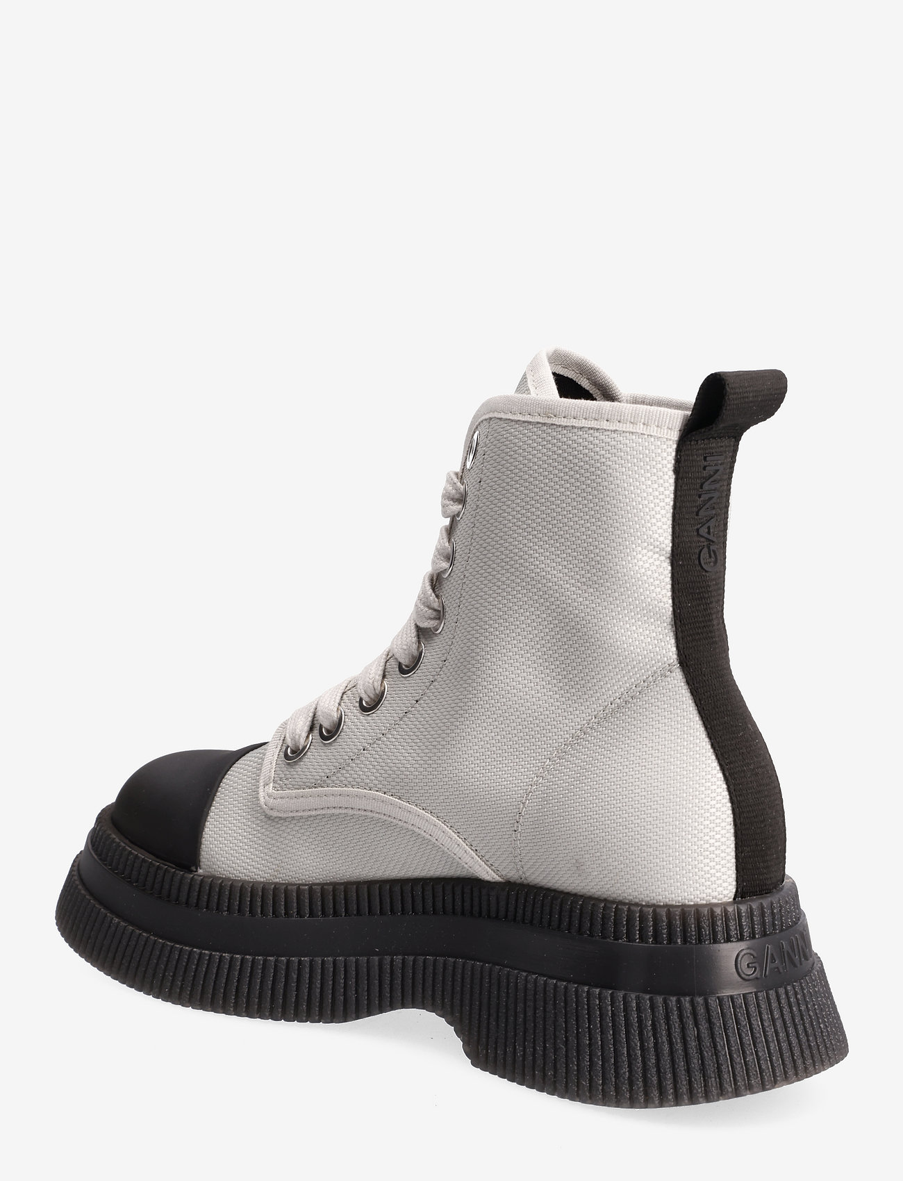 Ganni - Creepers Textile Lace Up Boot - høje sneakers - egret - 2