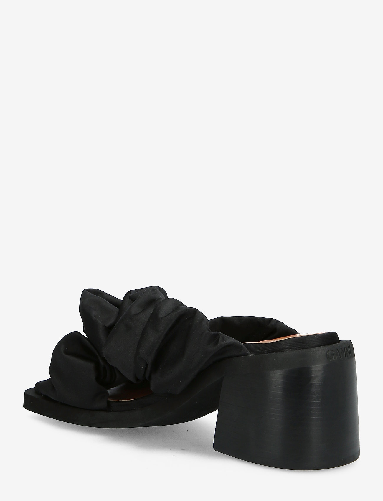 Ganni - Square Toe Heeled Ruched Sandal - sandaler med hæl - black - 2