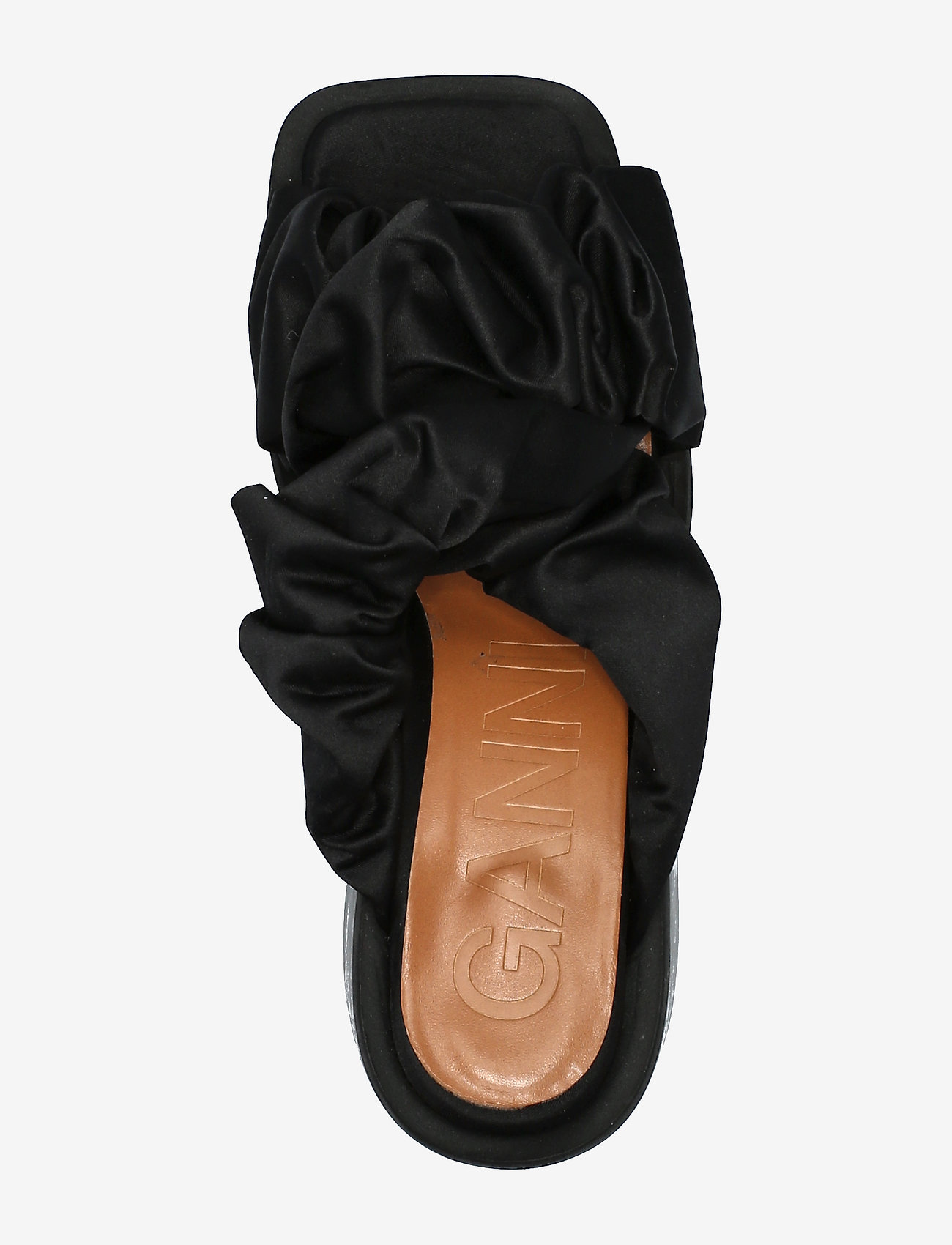 Ganni - Square Toe Heeled Ruched Sandal - sandaler med hæl - black - 3