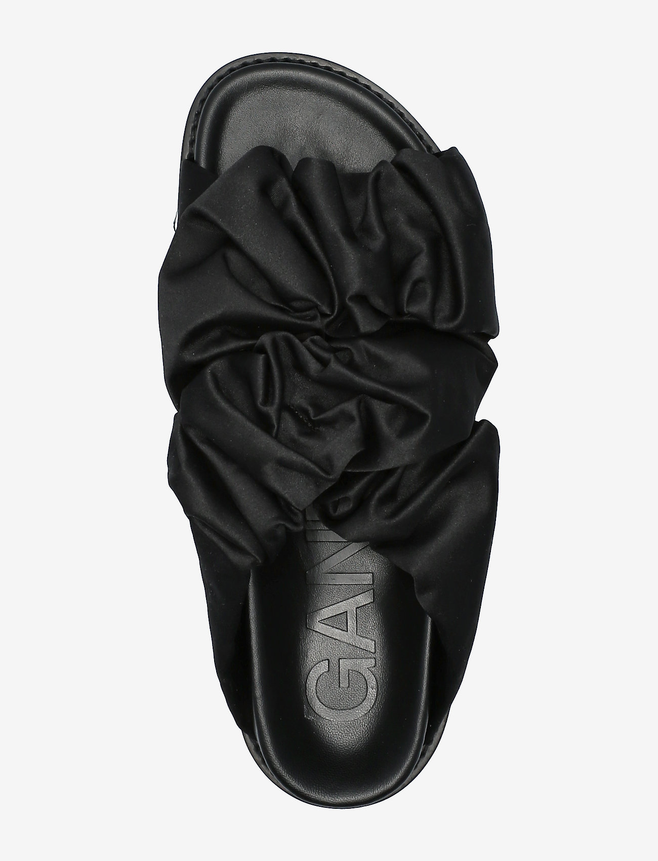 Ganni - Low Flatform Ruched Sandal - flade sandaler - black - 3