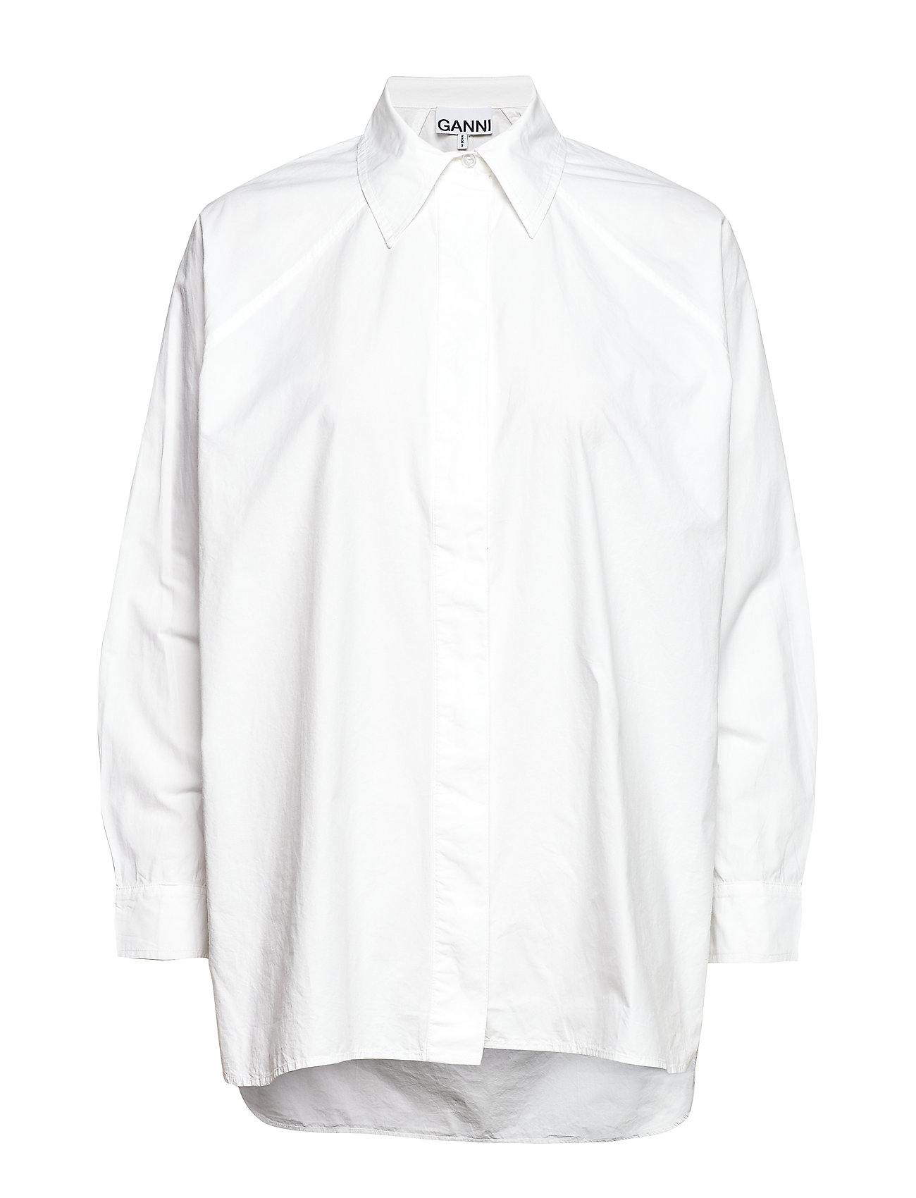 Plain Cotton Poplin Overhemd Met Lange Mouwen Wit Ganni ganni kopen in de aanbieding Plain Cotton Poplin Overhemd Met Lange Mouwen Wit Ganni ganni kopen in de aanbieding