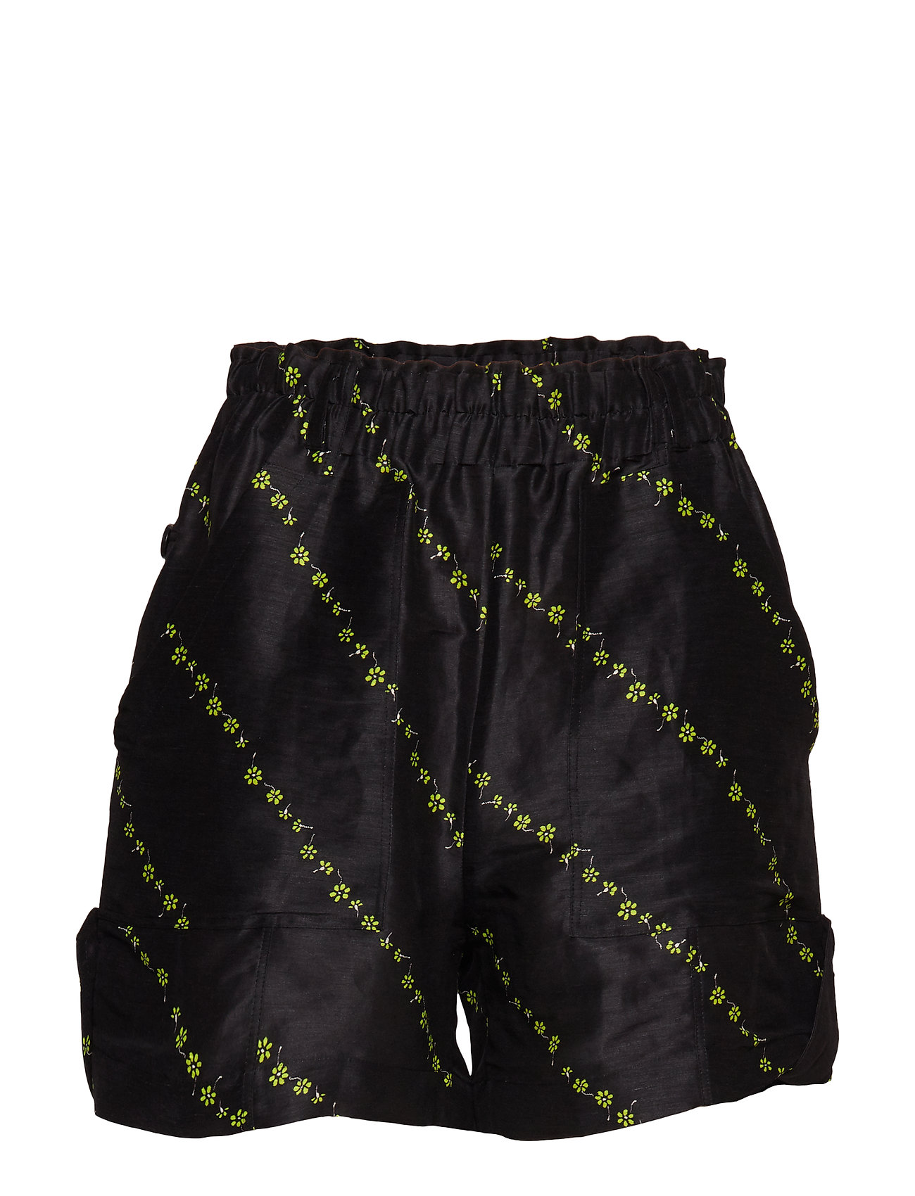 Silk Linen Shorts Flowy Shortscasual Zwart Ganni ganni kopen in de aanbieding