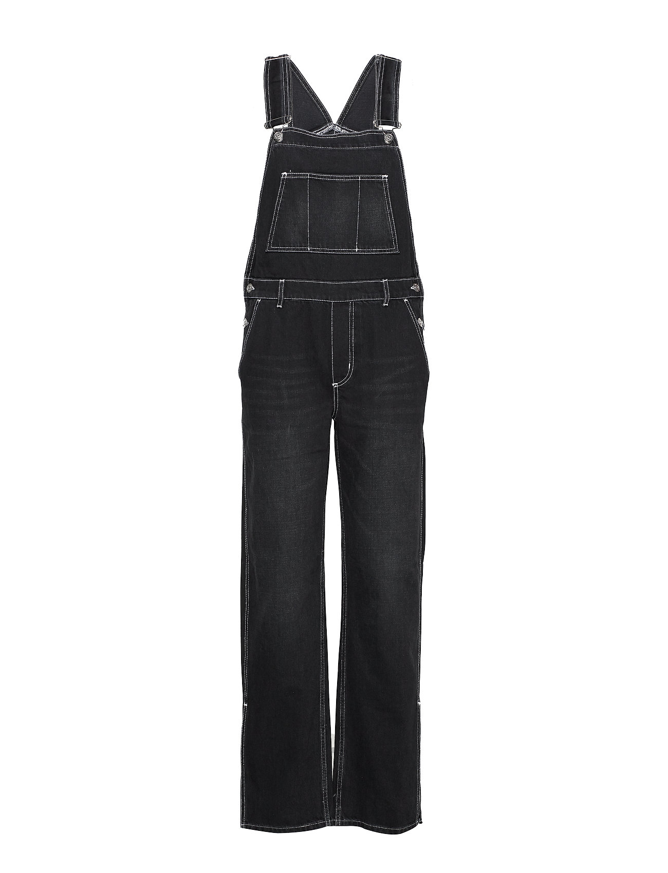 ganni washed denim jumpsuit