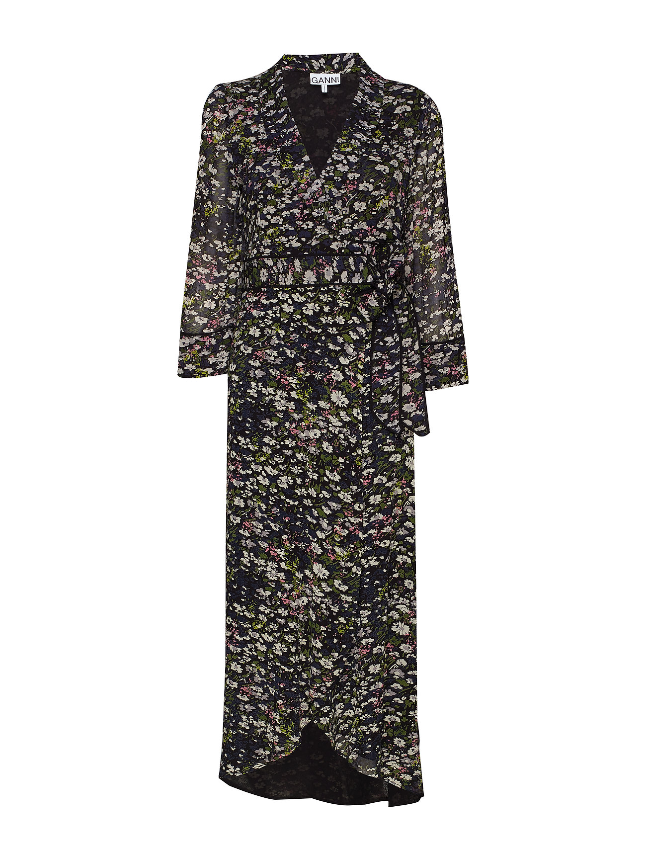 Printed Georgette Maxi Dress Galajurk Multipatroon Ganni ganni kopen in de aanbieding