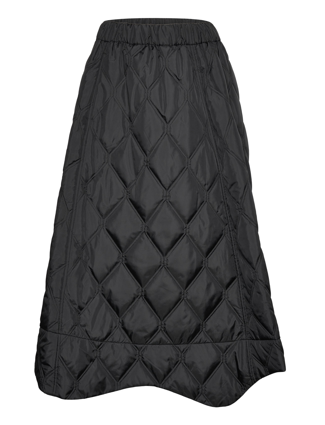 Ganni Ripstop Quilt Wavy Hem Skirt (Black), 1796.25 kr Stort utbud av