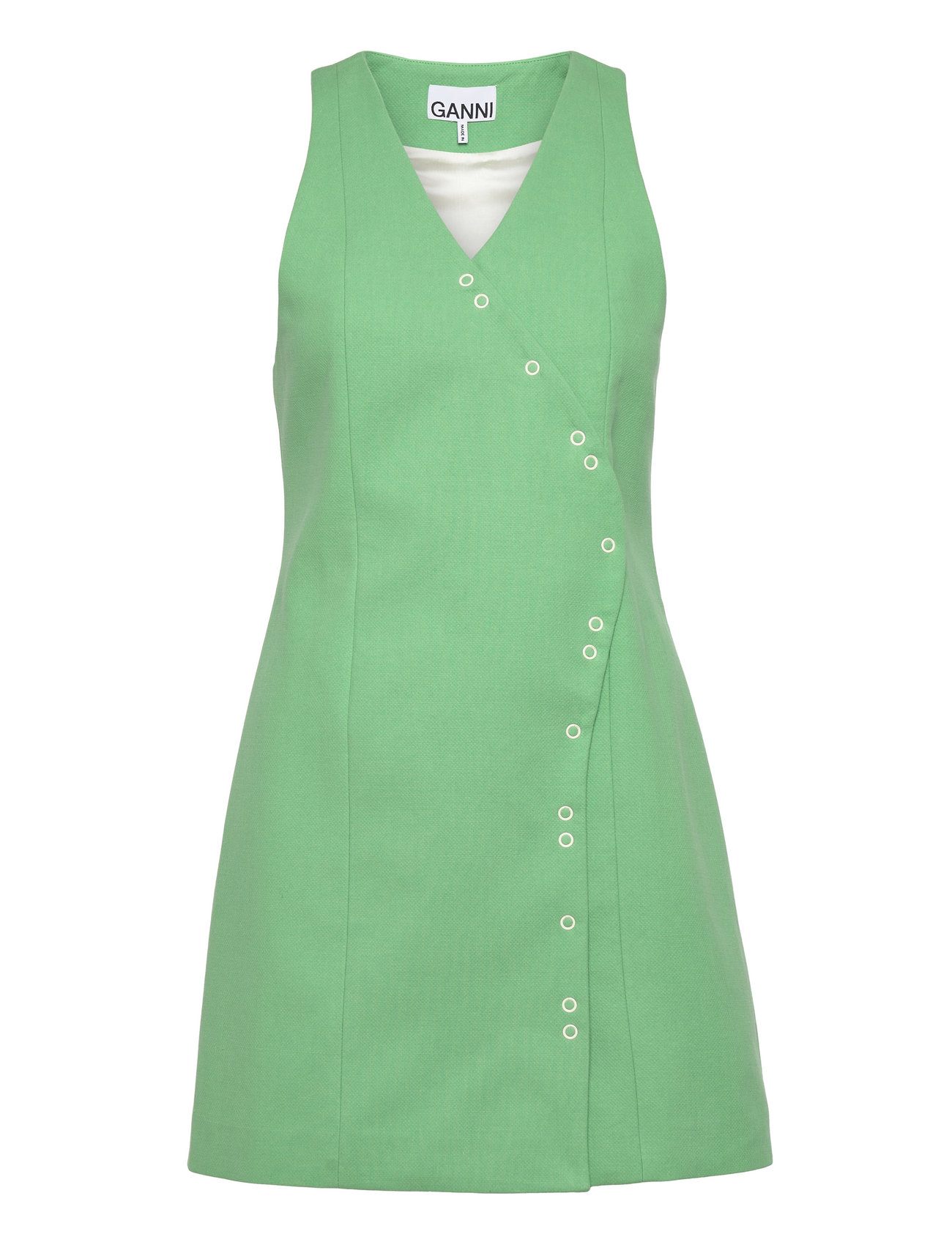 Cotton Suiting Mini Dress Kort Kjole Green Ganni
