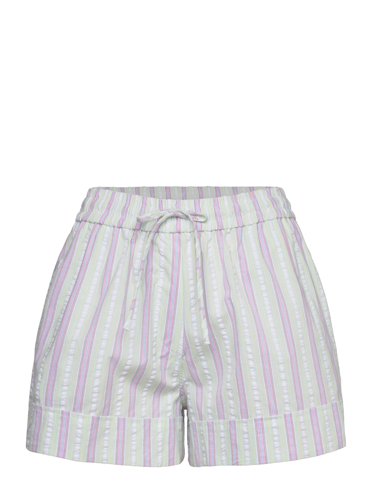Stripe Seersucker Elasticated Shorts Bottoms Shorts Casual Shorts Green Ganni