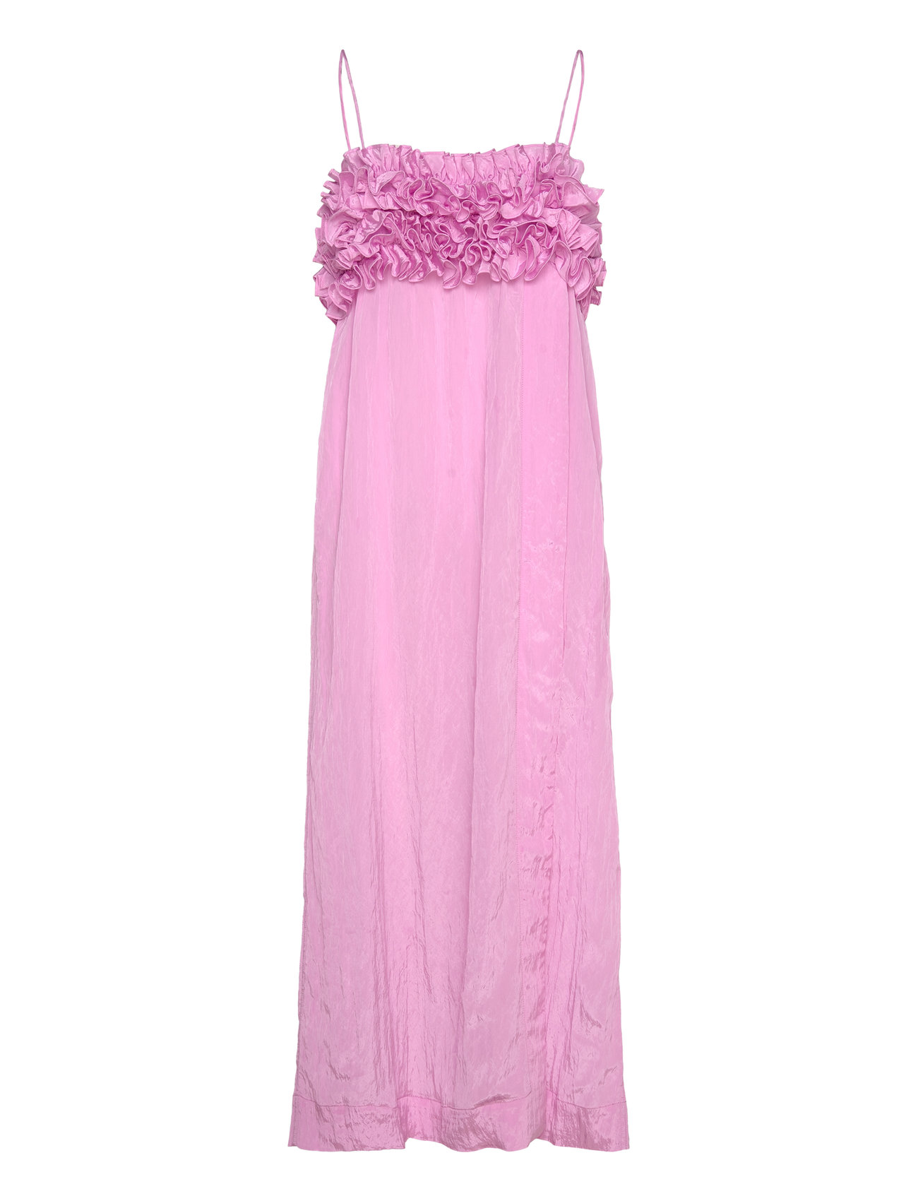 Shiny Tech Designers Maxi Dress Pink Ganni
