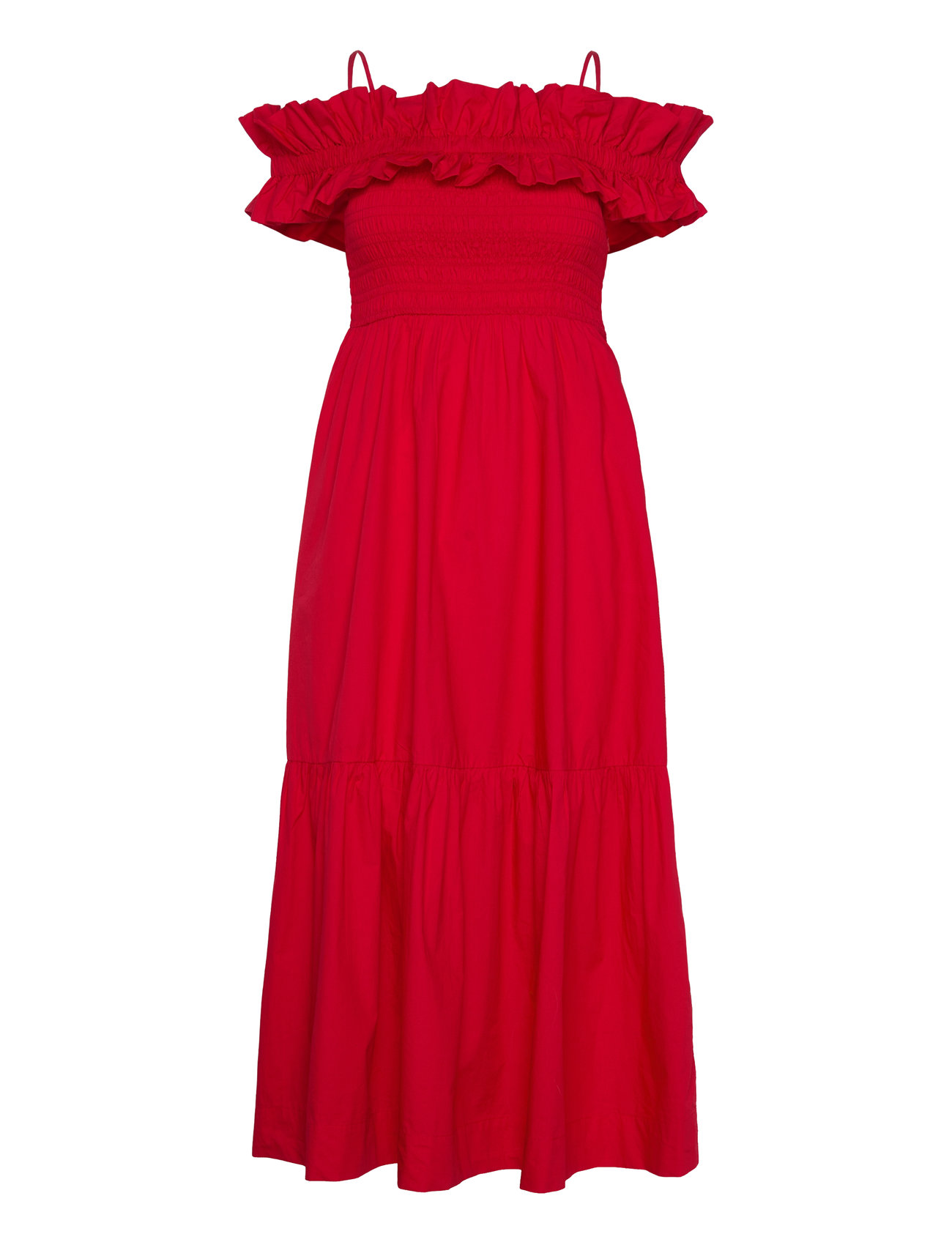 Cotton Poplin Designers Maxi Dress Red Ganni
