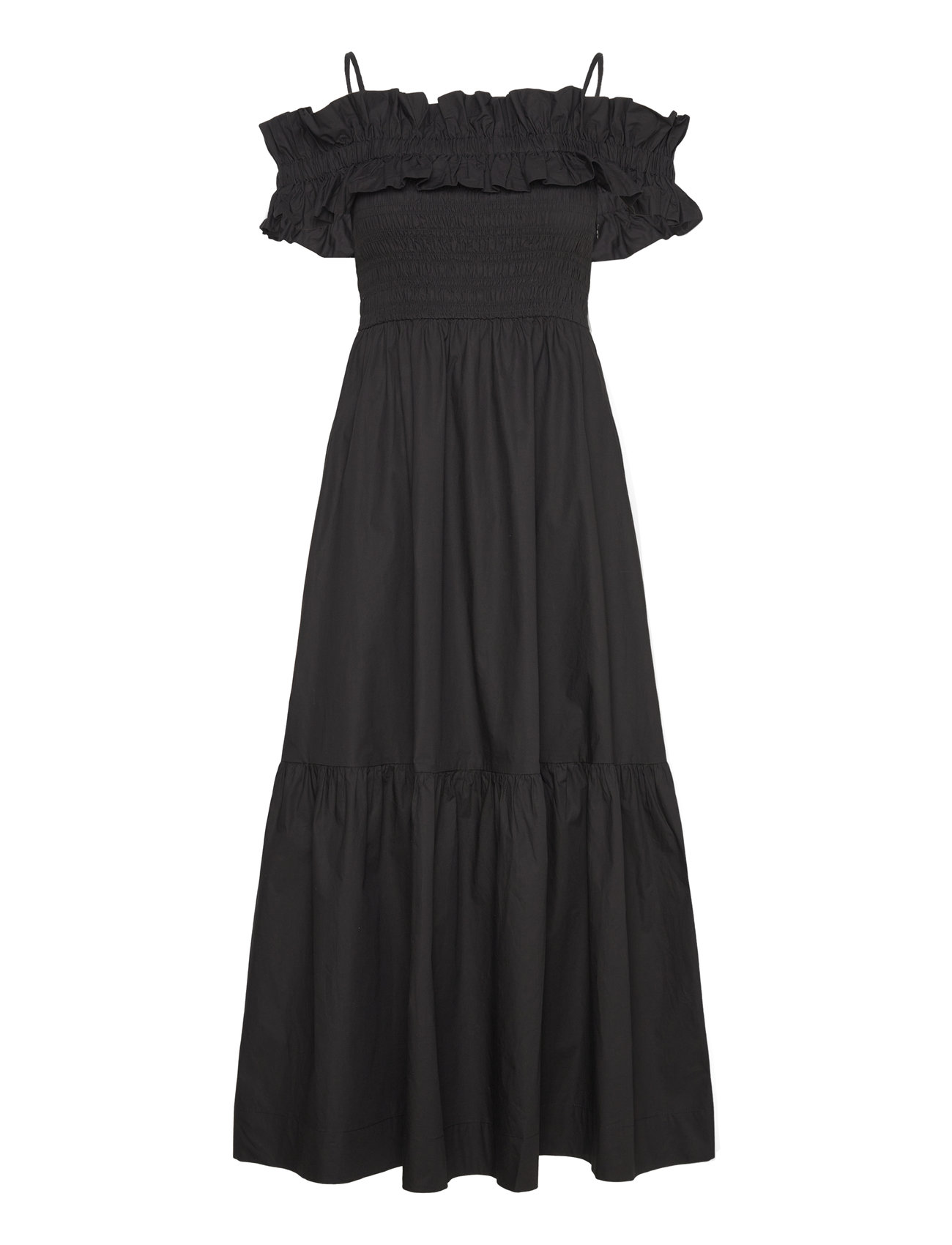 Cotton Poplin Designers Maxi Dress Black Ganni