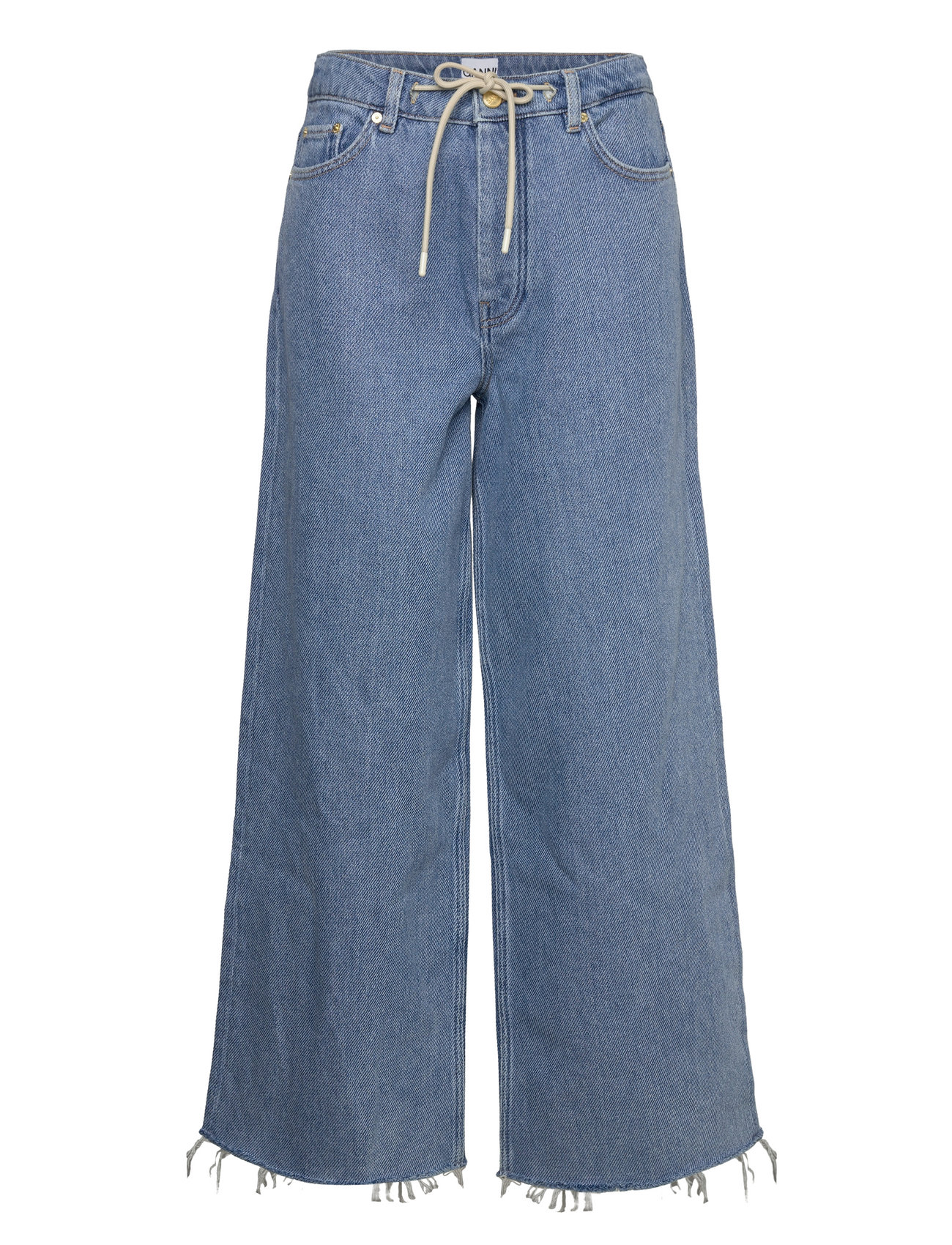 Ganni Heavy Denim Wide Drawstring Jeans - Broeken met wijde pijpen ...