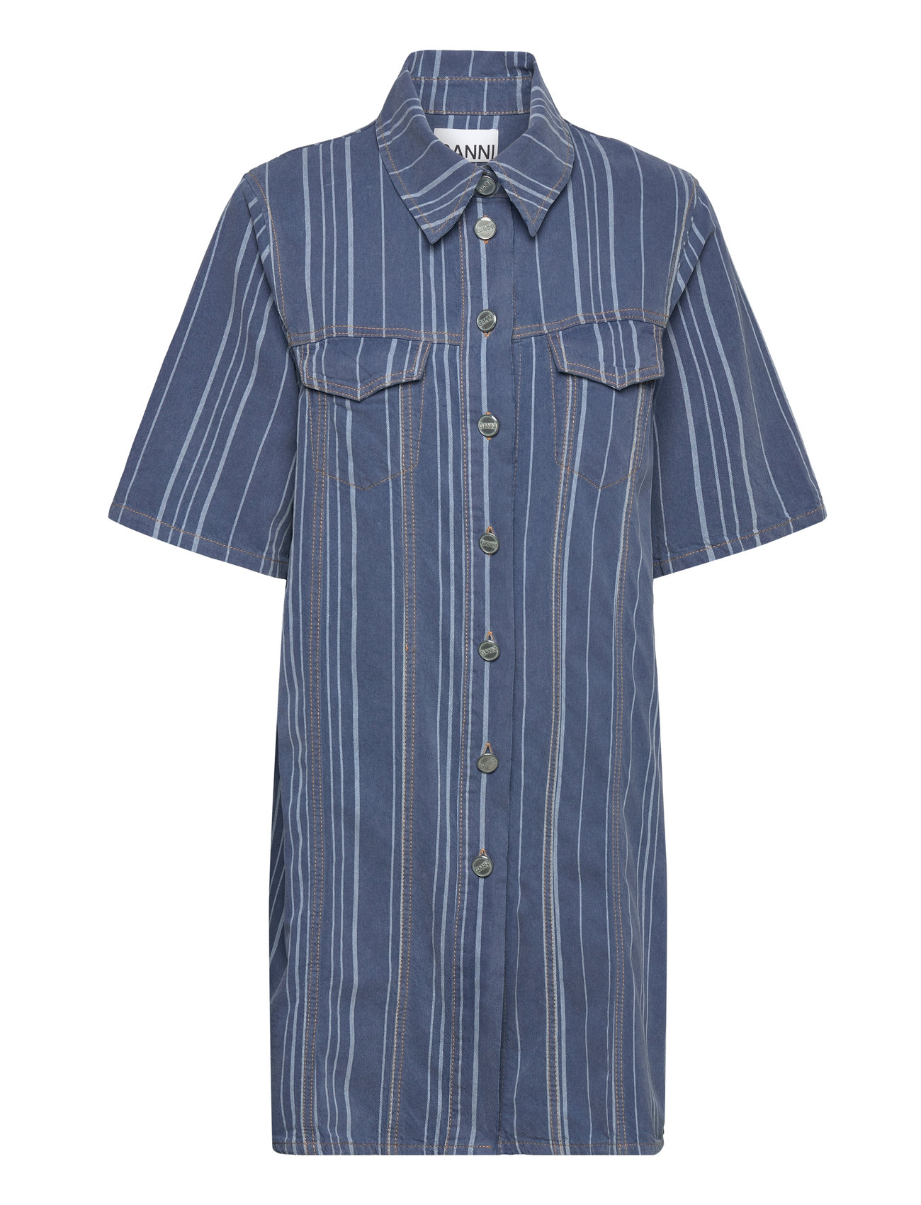 Striped denim dress sale