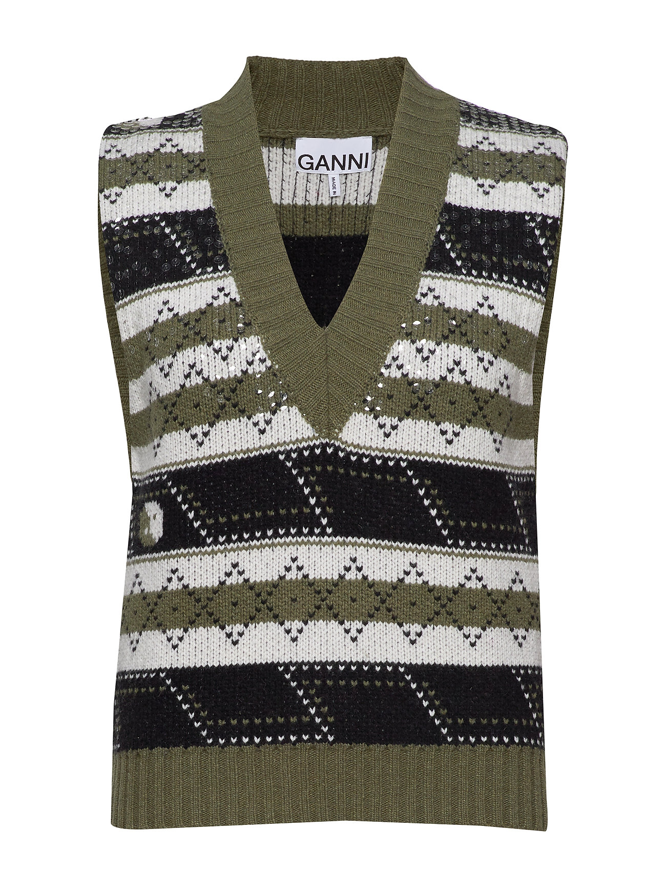 ganni knit pattern vest