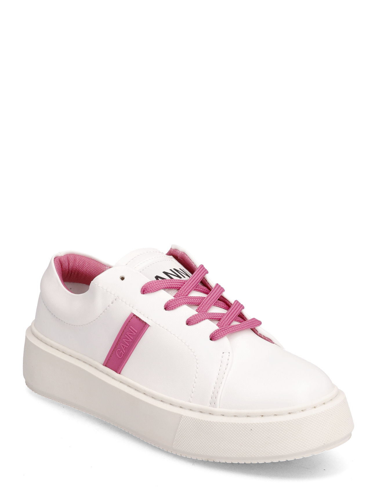 Sporty Mix Designers Flats Laced Shoes White Ganni