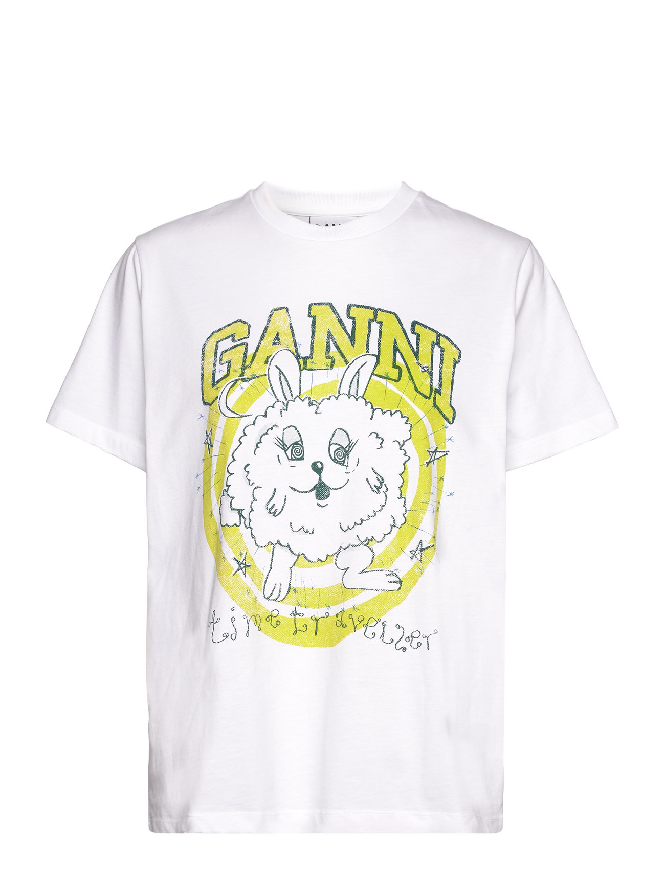 Ganni Basic Cotton Jersey Bunny T-Shirt - White - T-shirts