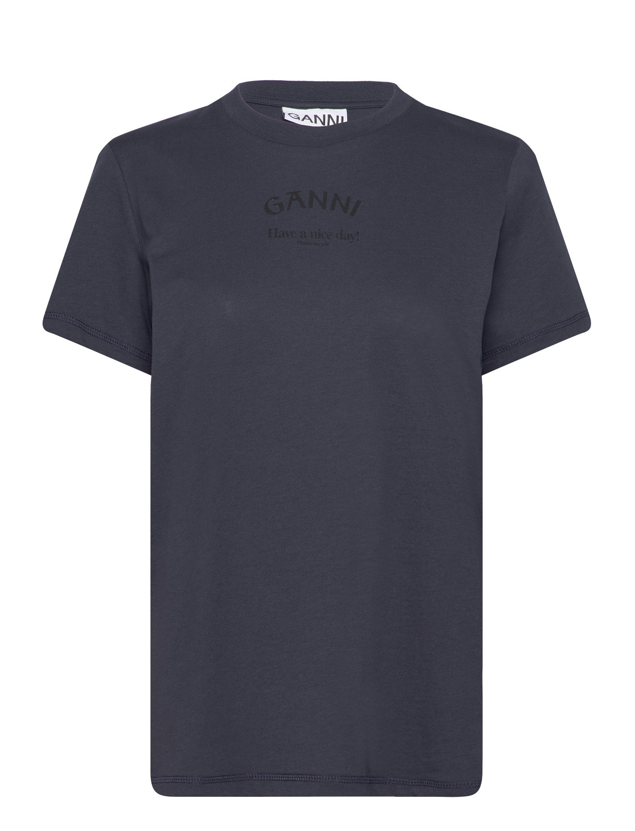 Thin Jersey Designers T-shirts & Tops Short-sleeved Navy Ganni