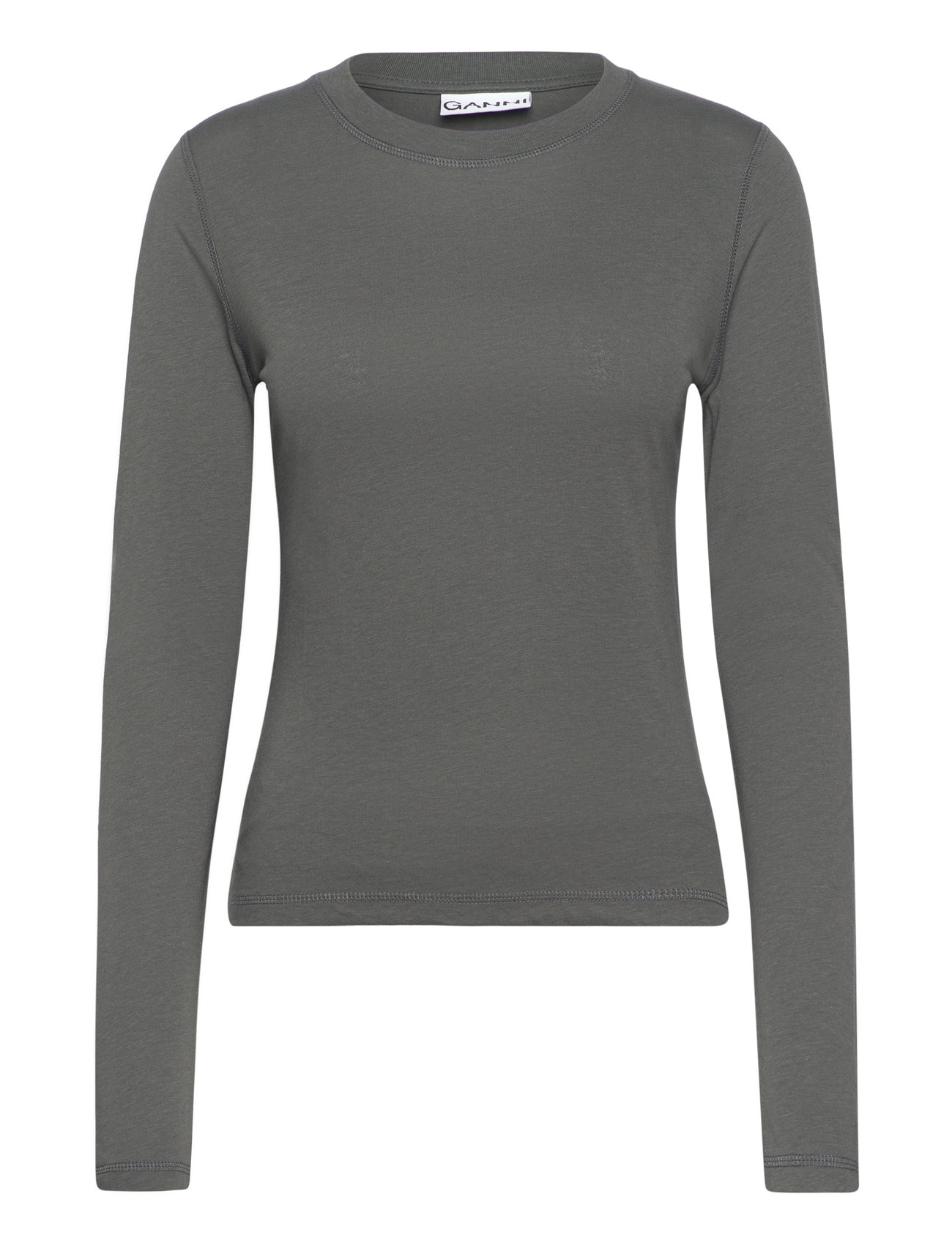 Future Stretch Jersey Designers T-shirts & Tops Long-sleeved Grey Ganni