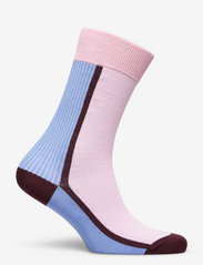 Ganni - Cotton Blend Color Blocking Socks - almindelige strømper - light lilac - 1