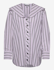 Ganni - Stripe Cotton - denimskjorter - misty lilac - 0