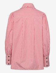 Ganni - Stripe Cotton Long Collar Puff Sleeve Shirt - denimskjorter - thin stripe orangedotcom - 1