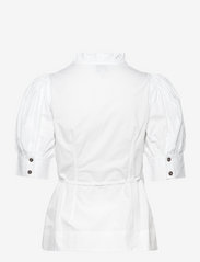 Ganni - Cotton Poplin Short Sleeve Wrap Shirt - kortærmede bluser - bright white - 1