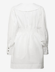 Ganni - Cotton Poplin V-neck Smock Mini Dress - sommerkjoler - bright white - 1